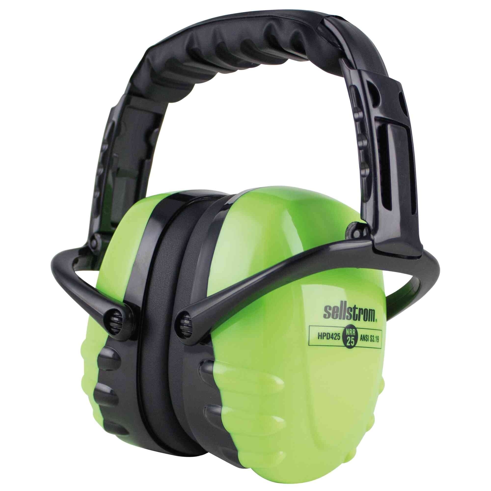 Sellstrom Premium Series Earmuffs — NRR 25, Dielectric, Hi-Viz Green/Black, Model# S23407
